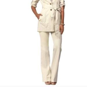 CAbi Sandy Trouser Dress Pants Womens 2 Light Beige Flared Leg Cotton Stretch